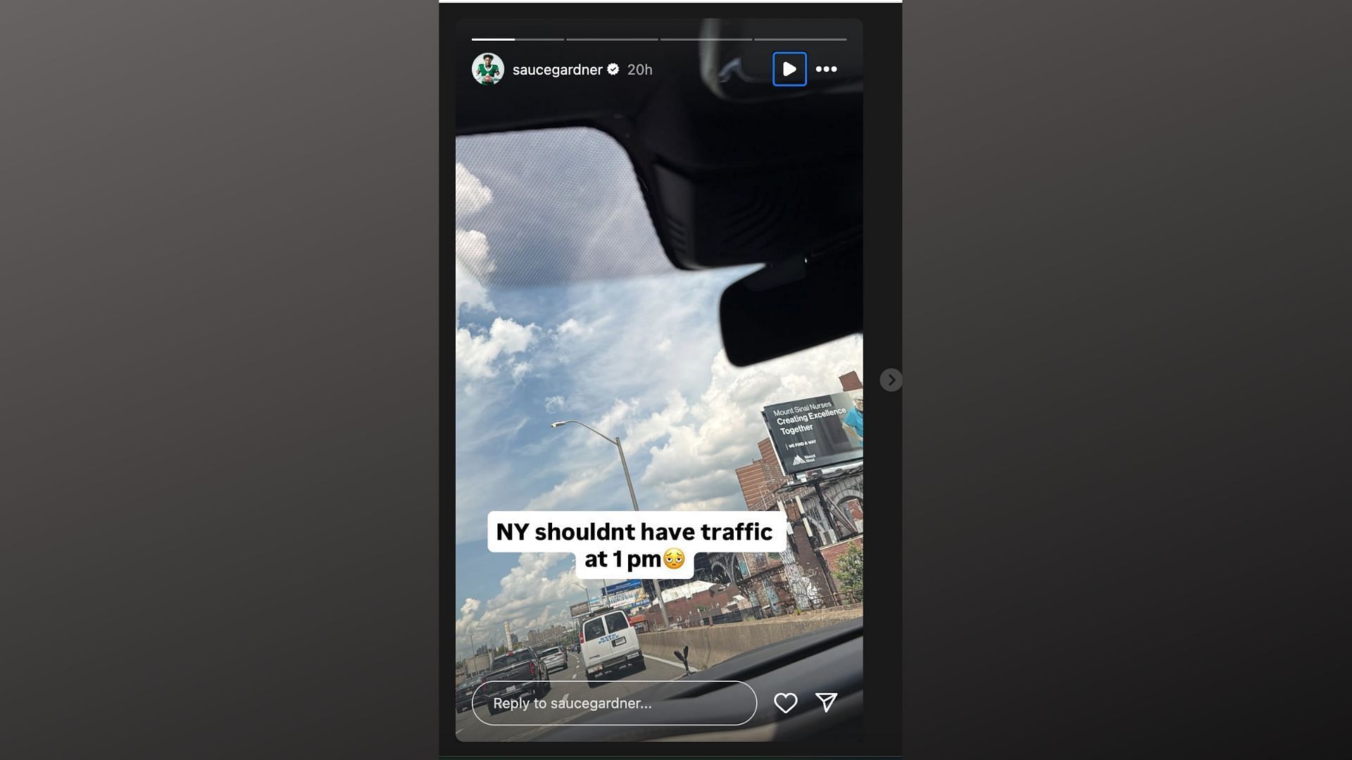 Jets CB Sauce Gardner's IG story